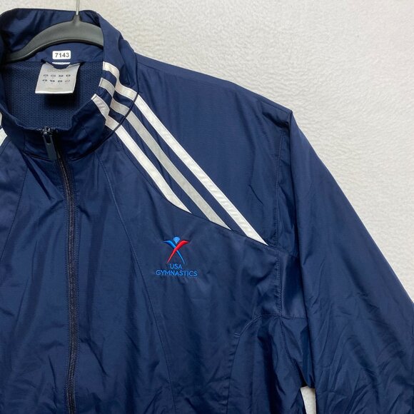 VINTAGE USA Gymnastics Jacket Mens M Blue White Adidas Team Olympics Track - Picture 2 of 13
